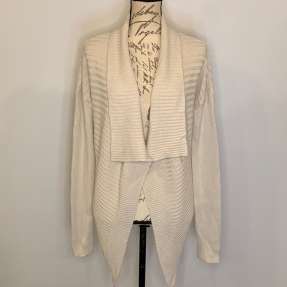 Banana Republic merino wool blend ribbed draped open front cardigan sweater M